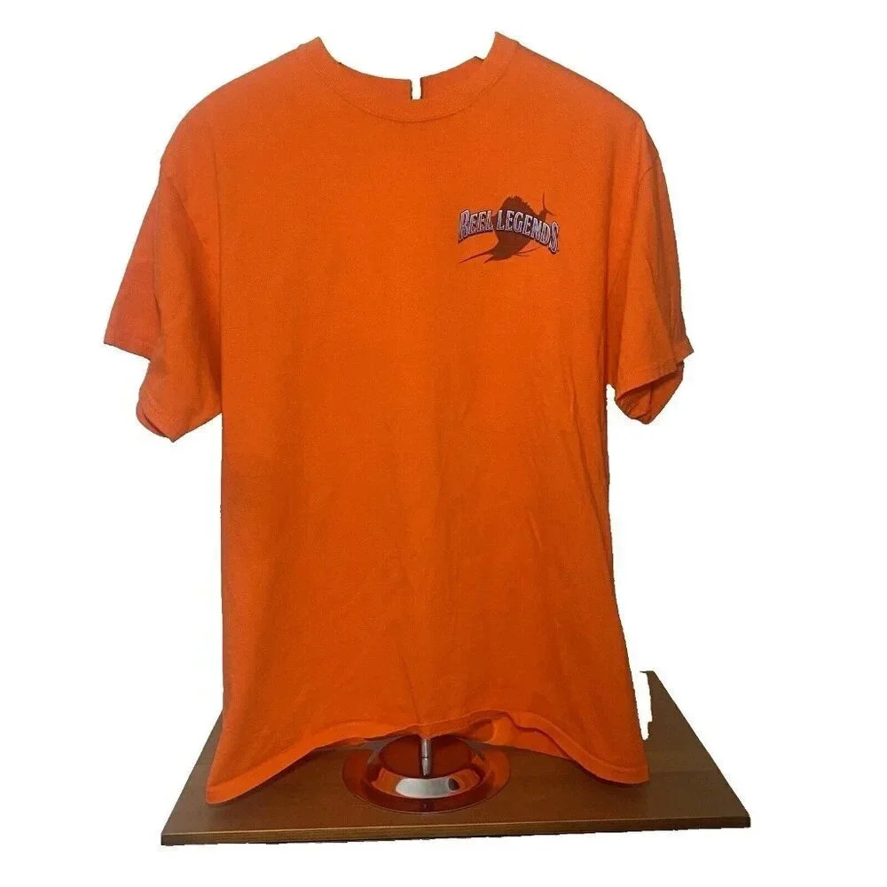 Reel Legends Men's Offshore Slam Orange Fishing Graphic T Shirt Size Lg Orange